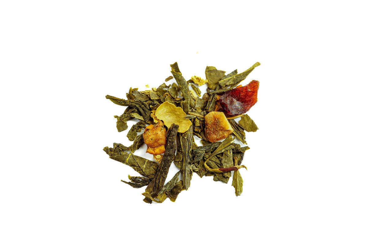 SENCHA AR ZEMENĒM UN PLŪŠKOKU