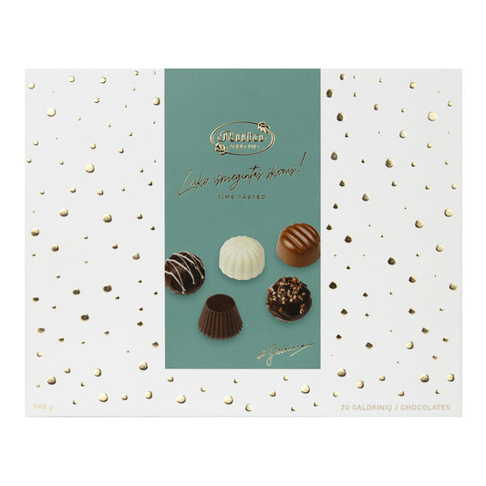 ŠOKOLĀDES KONFEKŠU IZLASE "RŪTA 1913. LAIKA PĀRBAUDĪTAS GARŠAS!", 240g