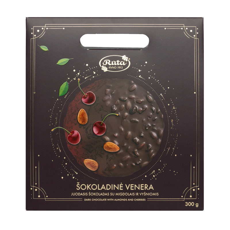 TUMŠĀ ŠOKOLĀDE (55%) AR MANDELĒM UN ĶIRŠIEM ''ŠOKOLĀDES VENĒRA'', 300 g