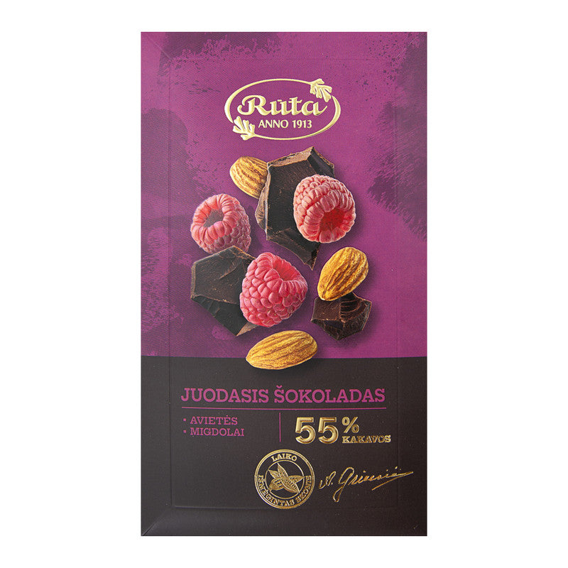 TUMŠĀ ŠOKOLĀDE (55%) AR AVENĒM UN MANDELĒM, 90g