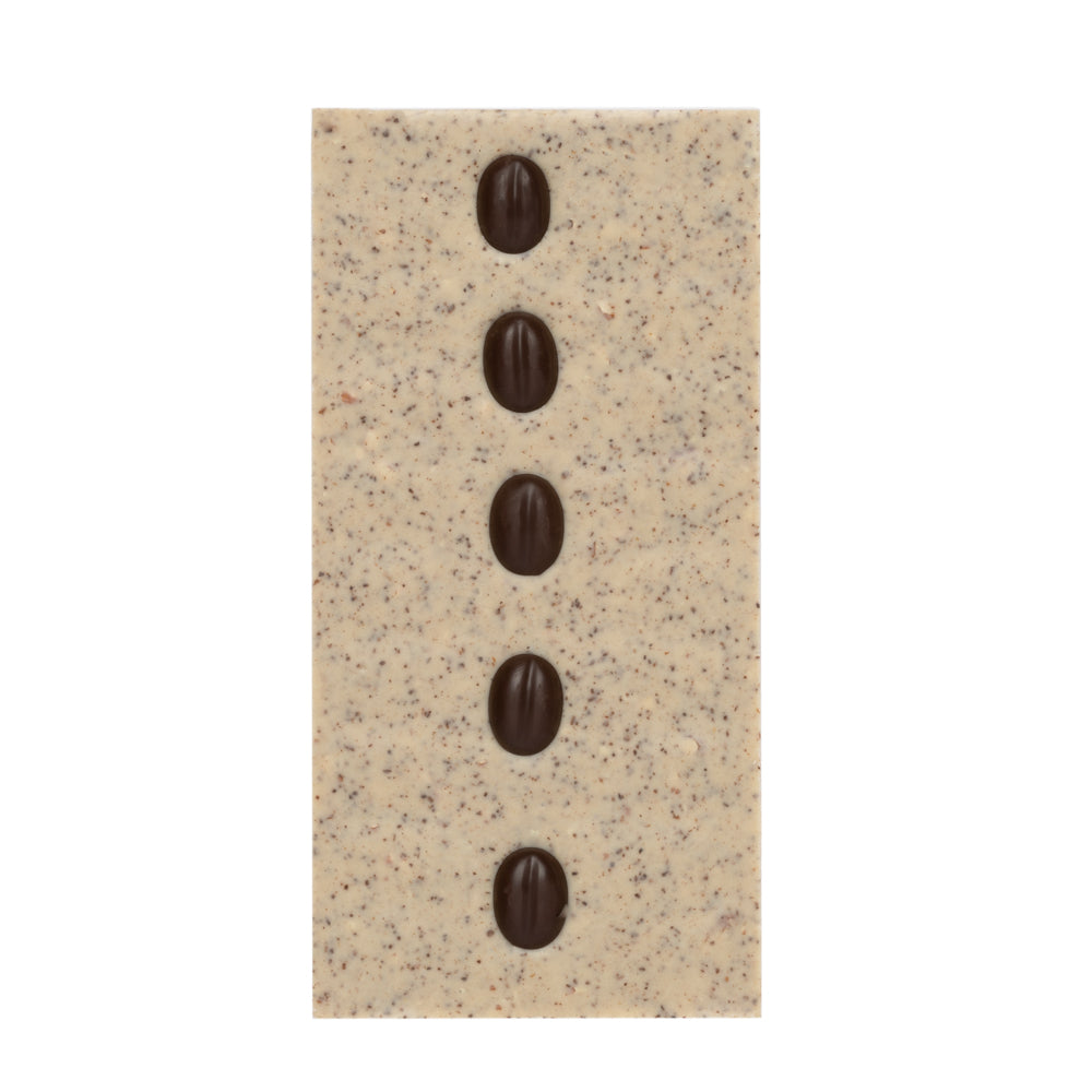 BALTĀ ŠOKOLĀDE AR PEKANRIEKSTIEM UN KAFIJU, 100g