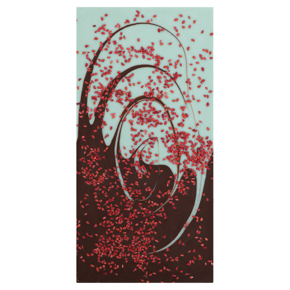 TUMŠĀ (75%) UN BALTĀ PIPARMĒTRU GARŠAS ŠOKOLĀDE AR DZĒRVEŅU SĒKLĀM, 100g