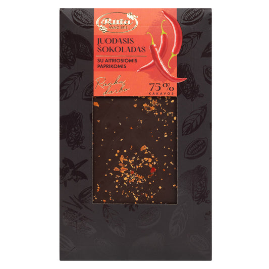 TUMŠĀ ŠOKOLĀDE (75%) AR ČILI PIPARIEM, 100g