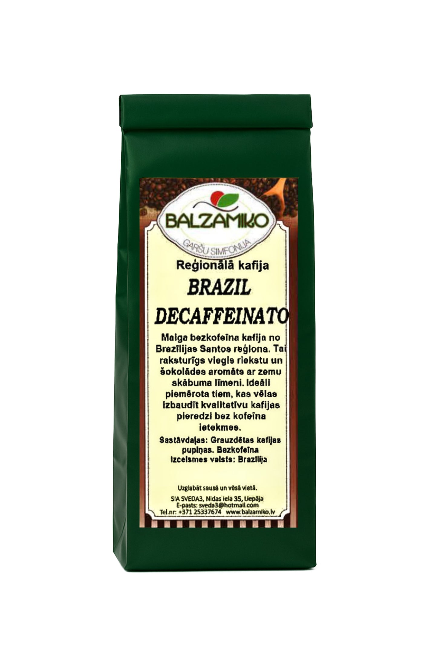 BRAZIL SANTOS DECAFEINATO, BEZKOFEĪNA