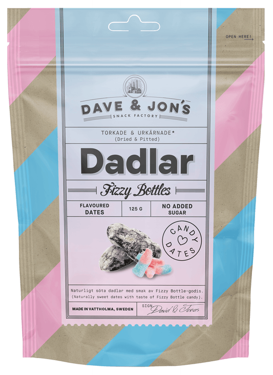 DAVE & JON'S DADLAR DATELES FIZZY BOTTLES, 125g