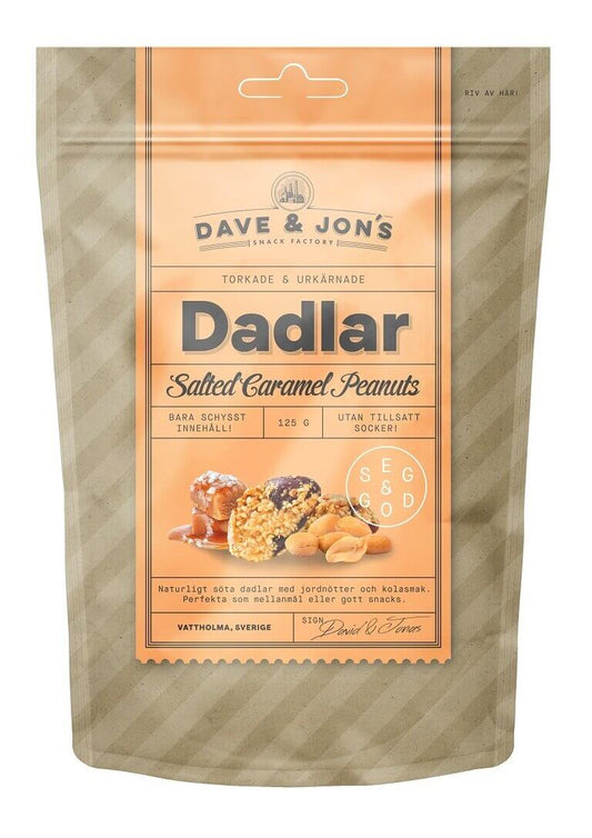 DAVE & JON'S DADLAR DATELES AR SĀĻĀS KARAMELES ZEMESRIEKSTU GARŠU, 125g