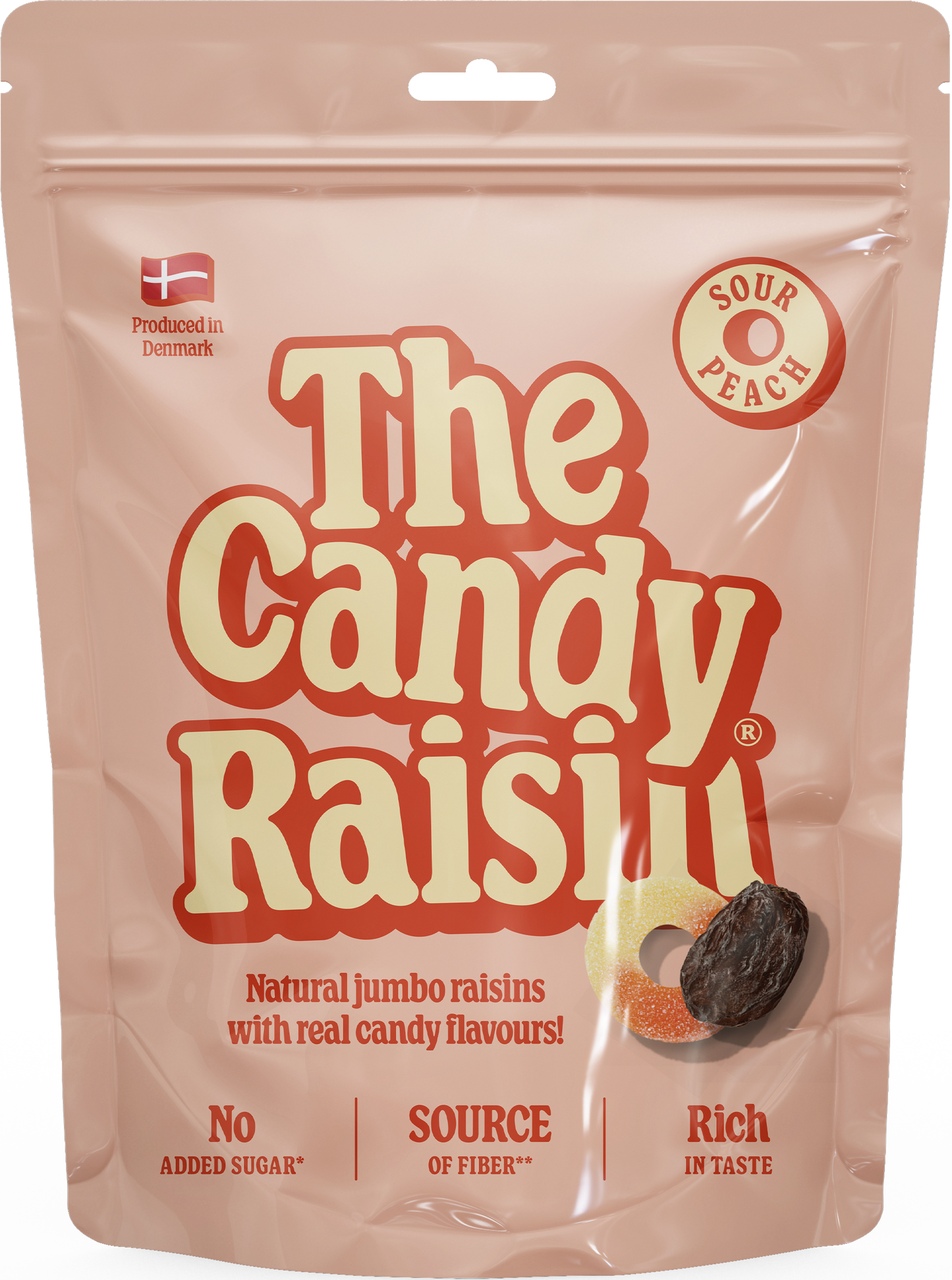 CANDY RAISIN ROZĪNES AR SKĀBO ŽELEJKONFEKŠU-PERSIKA GARŠU 85g