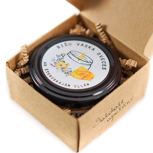 BIŠU VASKA SVECE AR ĒTERISKĀM EĻĻAM KASTĪTĒ