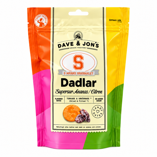 DAVE & JON'S DADLAR DATELES SUPERSOUR PINEAPPLE & LEMON, 125g