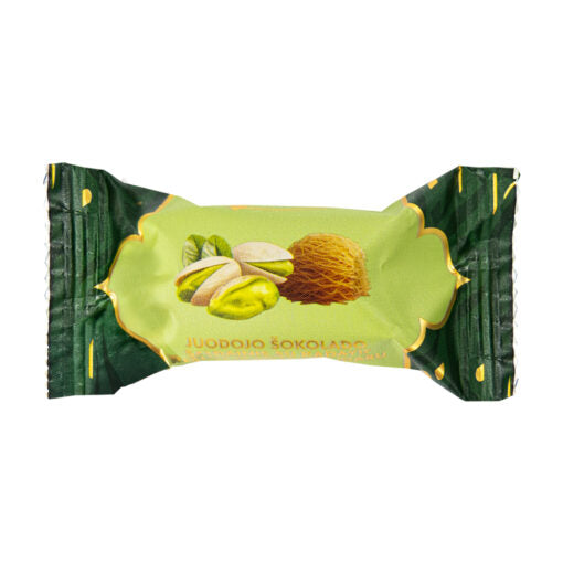 TUMŠĀS ŠOKOLĀDES KONFEKTES AR KADAIF MĪKLAS UN PISTĀCIJU PILDĪJUMU, 100g